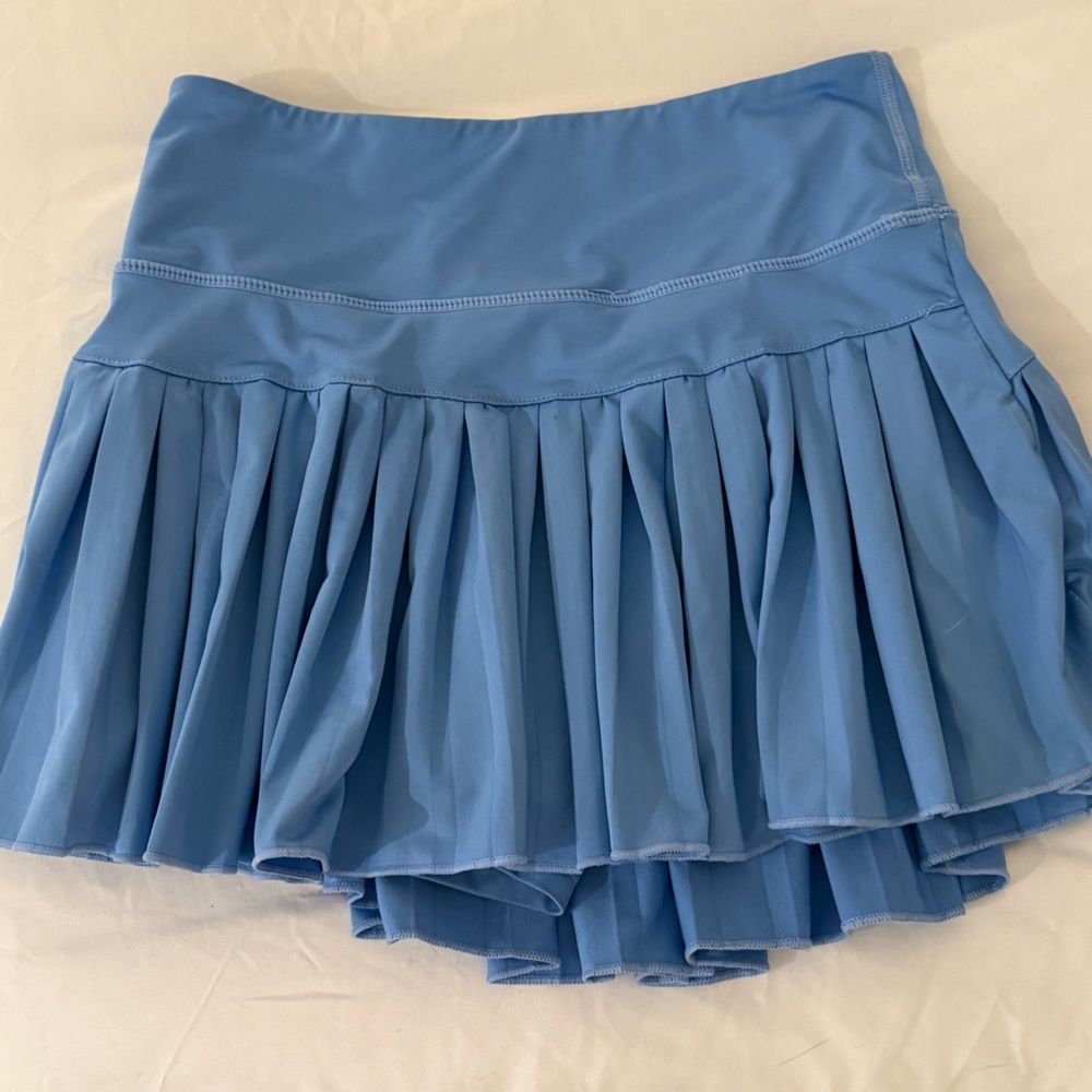 Blue Pleated Mini Skirt
